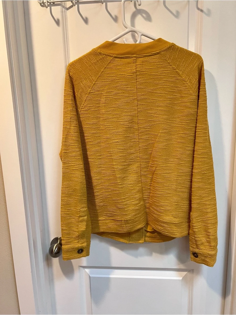 Caslon (Nordstrom) Mustard Textured Zip Bomber Jacket (size L) - Picture 4 of 6